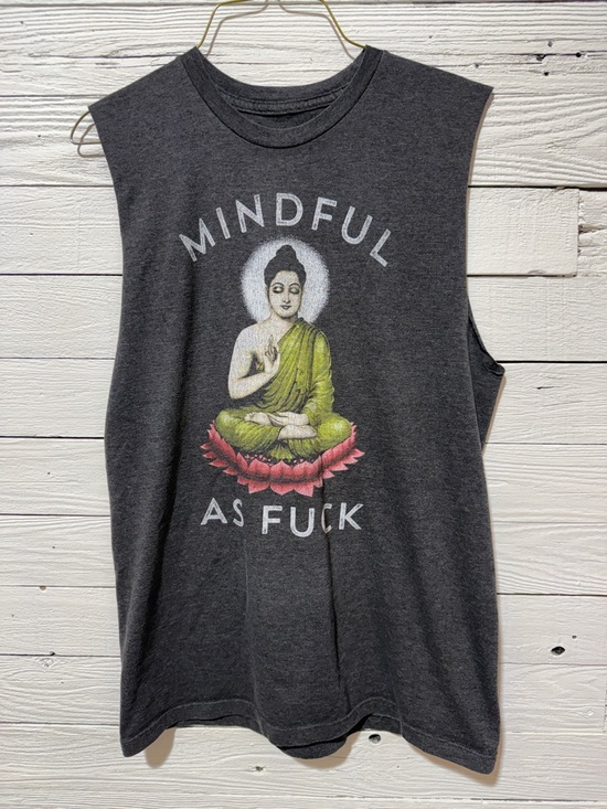 Headline Shirts Tops - Mindful Graphic Muscle Tank Top - Charcoal